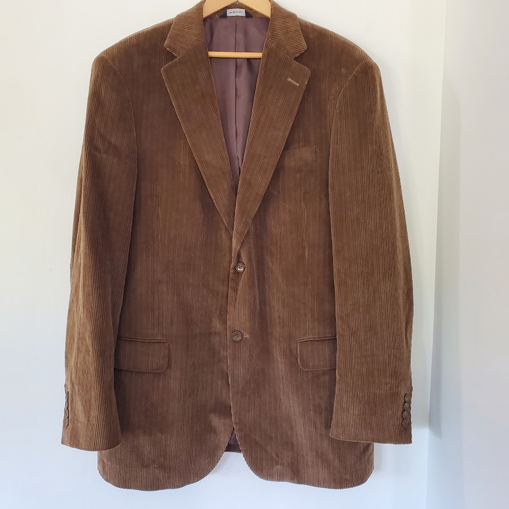 DOCKERS Men 44L Brown Corduroy Sport Coat Jacket Blazer 2 Button Office Casual